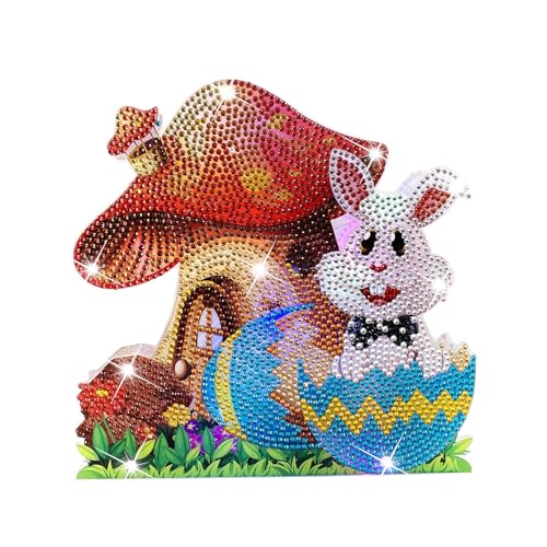 Diamond Painting Osterdeko Lampe, Diamond Painting Osterhase mit LED Licht, DIY Osterhase Diamond-Painting Malerei Kits, Diamond Painting Frühling, Diamond Painting Ostern Tischdeko Lampe (B) von Lergas