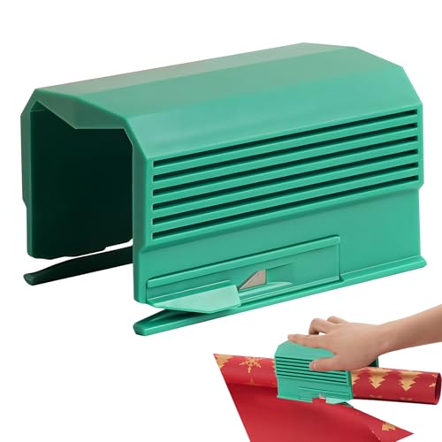 Geschenkpapier Schneider, Geschenkpapier Schneider für Rollen, Mini Papierschneider Geschenkpapier, Weihnachts Geschenkpapier Cutter, Wrapping Paper Cutter für Geschenkpapier (Grün) von Lergas