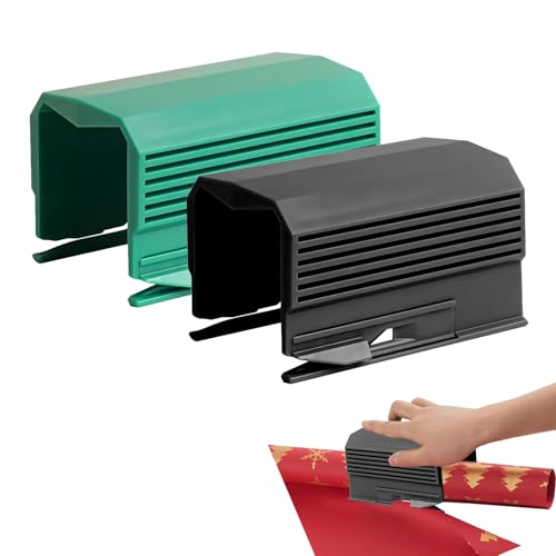 Geschenkpapier Schneider, Geschenkpapier Schneider für Rollen, Mini Papierschneider Geschenkpapier, Weihnachts Geschenkpapier Cutter, Wrapping Paper Cutter für Geschenkpapier (Grün+Schwarz) von Lergas