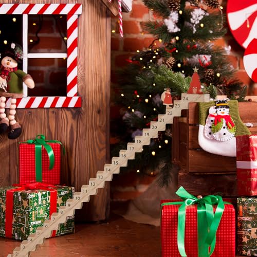 Kletternder Weihnachtsmann Adventskalender 2024, Weihnachtsmann Treppe Adventskalender aus Holz, 24 Tage Weihnachts Countdown Kalender, Weihnachtsmann Adventskalender 2024 für Weihnachtsdeko (A) von Lergas