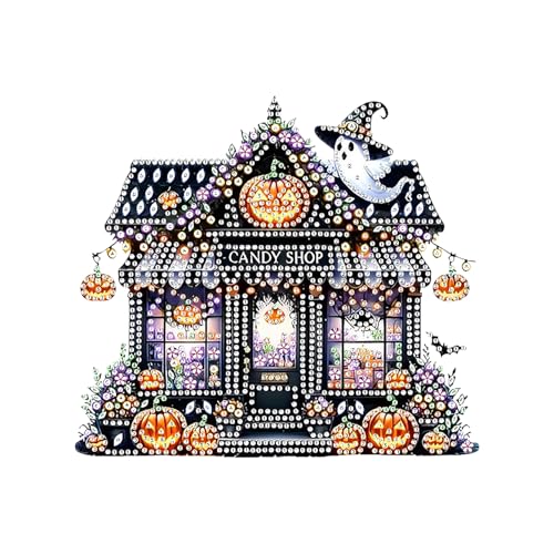 Lergas Halloween Diamond Painting Set, 5D Diamond Painting Halloween, DIY Halloween Candy Shop Diamant Painting Bilder für Home Wall Decor, Diamond Painting Malerei Kits für Erwachsene und Kinder von Lergas