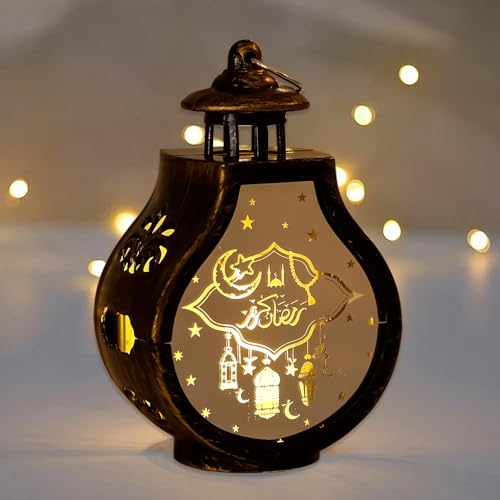 Ramadan Deko Laterne, Ramadan Dekoration Lampe, LED Hängend Eid Mubarak Dekoration Laterne, Muslim Islam Ramadan Lichter, Islam Deko Lampe Batteriebetrieben für Ramadan Mubarak Dekoration (Bronze) von Lergas