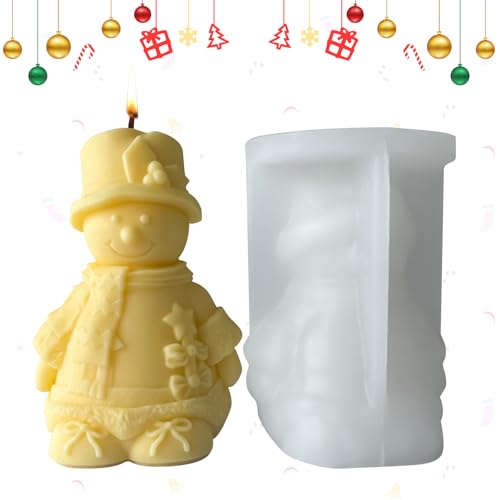 Silikonform Weihnachten, 3D Weihnachts Schneemann Silikonformen Gießformen Weihnachten, Schneemann Kerzenform Silikon, Gießform Weihnachten für DIY Kerzenherstellung, Handwerk, Weihnachtsdeko (A) von Lergas