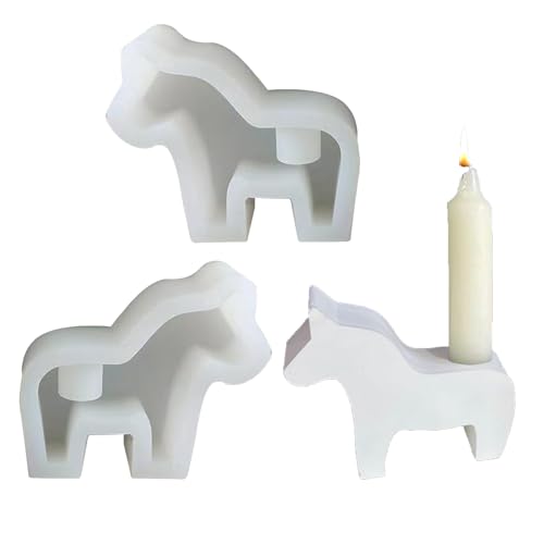 Silikonformen Gießformen Pony, 3D Pony Silikonform Kerzenhalter, 2 Stück Silikon Gießform Kerzenhalter, Pony Kerzenhalter Beton Gießform, Gießformen Silikon für DIY Kerzenhalter, Heimdekoration von Lergas