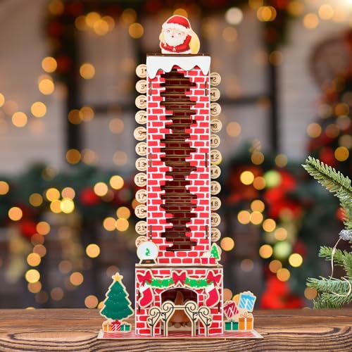 Weihnachten Adventskalender 2024, Weihnachtsmann Kommt Durch Den Schornstein Adventskalender, 24 Tage Weihnachts Countdown Kalender aus Holz, Weihnachtsmann Adventskalender für Weihnachtsdeko (B) von Lergas