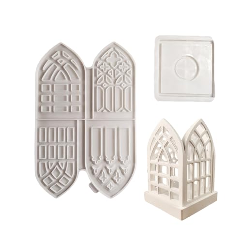 3D Gothic Stile Robustes Silikonformen Set Wohnaccessoire Für Die Herstellung Von Kerzenhaltern Und Künstlerische Heimdekoration von Lerpwige