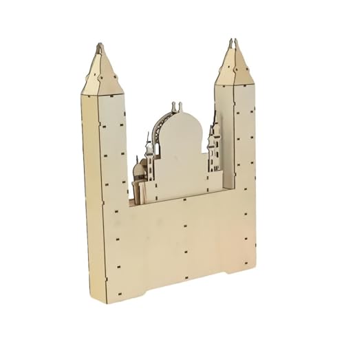 Holz Moschee Burgen Adventskalender Eid Countdown Kalender Schublade Mit LED Light Muslime Ramadans Festival Dekoration von Lerpwige