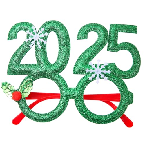 Lerpwige 2025 Weihnachtsbrillenrahmen mit Glitzer, Weihnachtsbrille 2025, Neujahrsparty-Brille für Kinder, Erwachsene, Weihnachtsfeier von Lerpwige