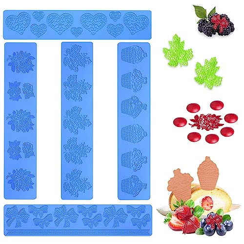 Blätter Silikonform, 3D Korallen Zweige und Blätter Spitze Matte Schokolade Formen, DIY Cake Mould, Spitze Silikonform für Backen, Seife, Zucker Handwerk Kuchen Dekoration Kuchenformen (Blau) von Les-Theresa