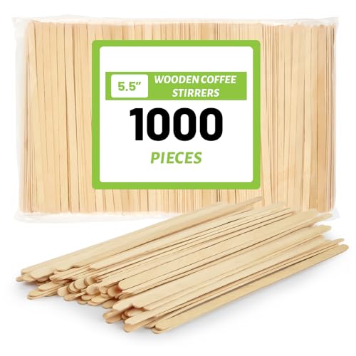 Leslady 1000 STK. Rührstäbchen 14 cm Lange aus Holz, Einweg Kaffeestäbchen, Kaffee Holzrührstäbe. Sticks Für Kaffee, Kakao, Milchschaum, Tee von Leslady