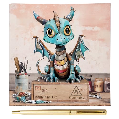 Lesser & Pavey Bug Art Scrap Dragon Notizblock und Stift für Notizen, Tagesnotizen für den Bürogebrauch als Tagebuch 2025, ideale Tagebücher für Damen und Herren, schönes Tagebuch für 2025 Planer von Lesser & Pavey