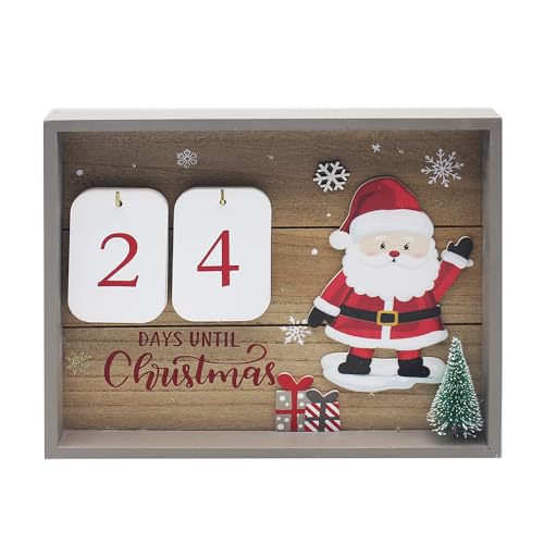 Lesser & Pavey Holz-Countdown-Kalender mit Weihnachtsmann, 28 cm, Geschenkidee für Weihnachten, Weihnachtsmann-Themenkalender, UK-Design, Weihnachts-Adventskalender von Lesser & Pavey