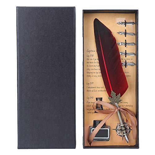 LetCart Füllfederhalter - Vintage Feder Füllfederhalter Schreibstift Kalligraphie Tinte Feder Dip Pen Home Decor mit Geschenkbox(Rost) von LetCart