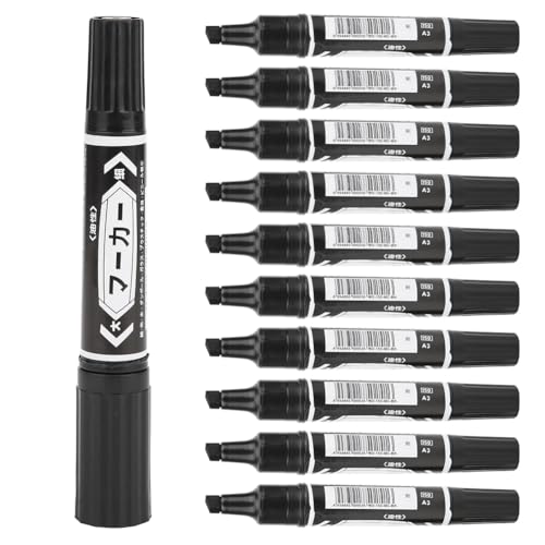 LetCart 10pcs ölige Doppelköpfige Marker Stift Schwarze Briefpapierversorgung für Logistik/Express von LetCart