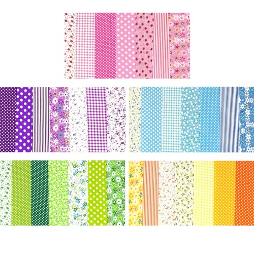 LetCart Baumwollstoff PatchworkStoffe, Stoffpakete Patchwork-Stoffe Baumwolle DIY handgemachte Nähen Quilten Stoff Multicolor Baumwollstoff für DIY Nähen Muster Handwerk (35Stück,6.5x110cm) von LetCart