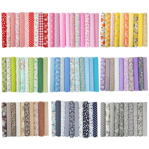 LetCart Baumwollstoff Patchworkstoffe, Stoffpakete Patchworkstoffe Baumwolle handgefertigtes Nähen Quilting Stoff Baumwollstoff für DIY Nähen Muster Handwerk für Home Party (100Stück,10x10cm) von LetCart