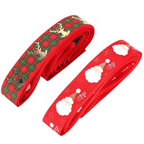 LetCart Bedrucktes Weihnachtsband, bedrucktes Weihnachtsband, Polyester, Geschenkbox, Geschenkband, rote Urlaubsdekoration von LetCart