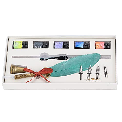 LetCart Glastintenstift, Kalligraphie-Stift-Set, Feder-Füllfederhalter, Glastinte, Schreib-Geschenkbox-Set, austauschbare Feder, Perlglanz-Dunkelgrün von LetCart