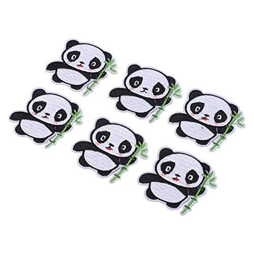 LetCart Panda Crafts Panda-Aufnäher zum Nähen, 6 Stück, Panda-Muster, Baumwolle, Kleidung, individuelle Patches für Rucksäcke, Taschen von LetCart