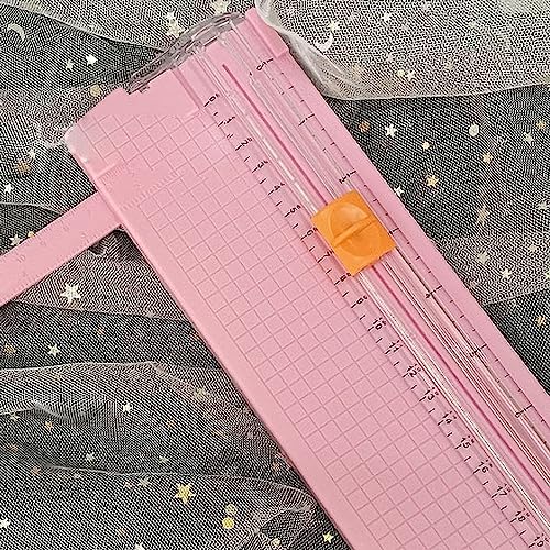 LetCart Papierschneider, Mini-Klappschneider, klare Skala, Scrapbook-Papierschneider mit Karbonstahlklinge, Rosa, 180 mm Länge von LetCart