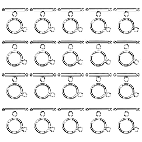 LetCart RoundOT Schnallen-Set aus Edelstahl für Armband und Halskette, 20-teiliges rundes OT-Schnallen-Set für DIY-Schmuckherstellung, Knebelverschlüsse, Kombinationszubehör von LetCart