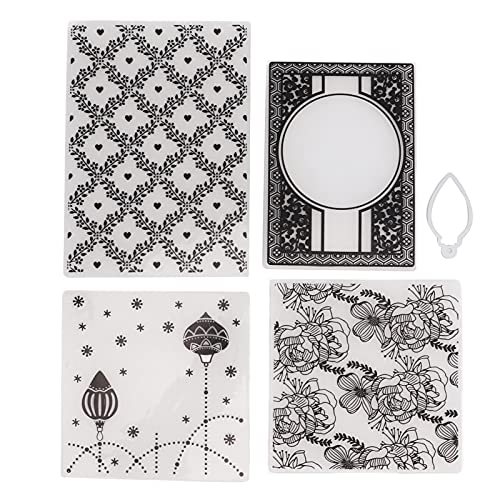 LetCart Scrapbook Schablonen Prägeschablonen Set, 4 Pack Kunststoff Textur Schablonen für DIY Scrapbooks Karten Herstellung, Prägewerkzeug für Scrapbook Schablonen, kompatibel mit Prägemaschinen u von LetCart