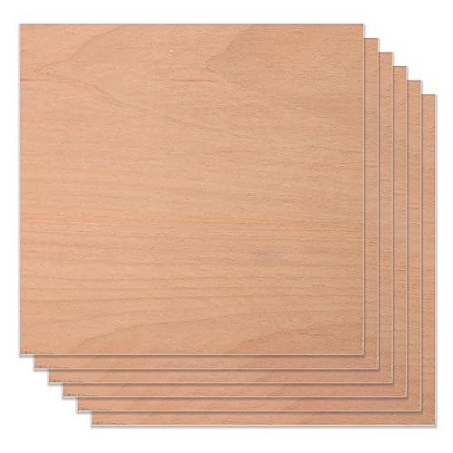 LetCart Sperrholaplatte, 6 Stück Unbehandeltes Holz, Gespleißtes Sperrholz 12" x 12" Unbearbeitetes Holz für DIY Holzarbeiten, Laserbearbeitung, Brandmalerei, Modellbau, Geschenke, Deko(Rotbuche) von LetCart