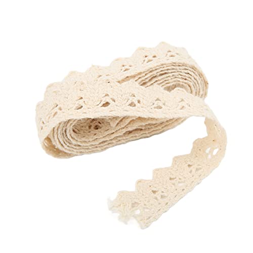 LetCart Spitzenstoff, Spitzenband, Baumwollfaden, 20 Meter, Beige, dekoratives Zubehör für DIY-Kleidung, Geschenk, Dekoration von LetCart