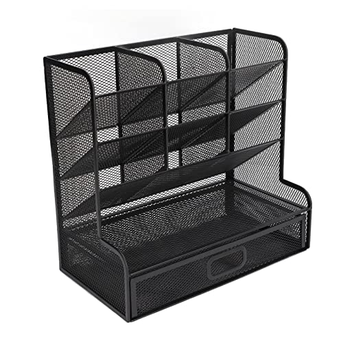 LetCart Stift-Organizer aus Netzstoff, neigbar, 9 Fächer, untere Schublade, vertikale Struktur, Perspektive, Stifthalter für Schreibtisch, Büro, Kunst von LetCart