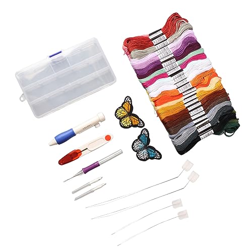 Stickgarn-Set, Buntes DIY-Kreuzstich-Stickgarn-Set mit Nadeleinfädler, für Armband-Basteldekorationen von LetCart