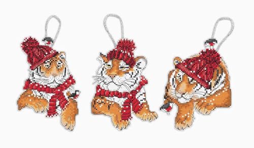 Kreuzstich Set Weihnachtstiger Aufhänger Set von 3 Zählmuster von Letistitch