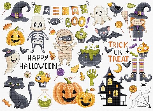 Kreuzstich Stickpackung Halloween Sampler, Zählmuster von Letistitch