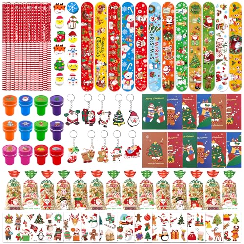 Lets Joy 132PCS Weihnachten Party Mitgebsel, Weinachts Geschenke für Kinder, Give Aways Kindergeburtstag, Weihnachten Tattoo, Weihnachten Bleistifte Radiergummis Stempel, Weihnachtsdeko Geschenke von Lets Joy