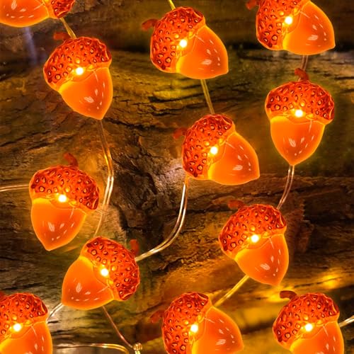 Lets Joy Herbst Eichel Lichterkette, 5M 50 LEDs Lichterkette Herbst, Thanksgiving Lichterketten, Herbstgirlande Deko Lichterkett, Eicheln Lichterketten, Licht Geburtstag Party Herbst Eichel Deko von Lets Joy