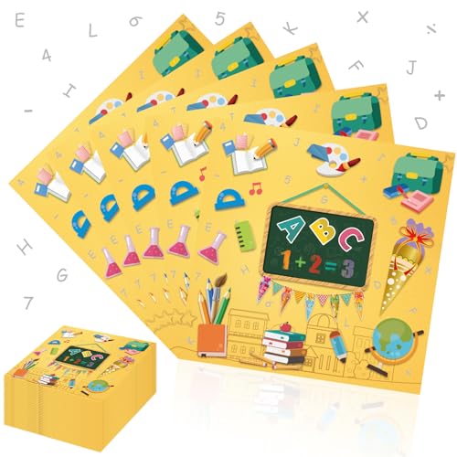 Lets Joy Servietten Schulanfang 2025, 100 Teile Servietten Einschulung Schulanfang, Servietten Erster Schultag, Schulanfang Bunt Servietten, Schulanfang Party Deko für Junge Mädchen 33 x 33cm von Lets Joy