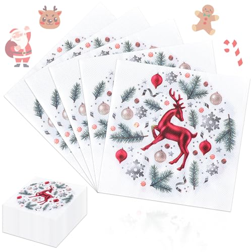 Lets Joy Servietten Weihnachten,100 Stück Papierservietten Weihnachten, Weihnachtshirsch Servietten, Weihnachten Party Tischdeko, Weihnachten Tischdeko Neujahr Geburtstag Gartenfeste 33x33cm von Lets Joy