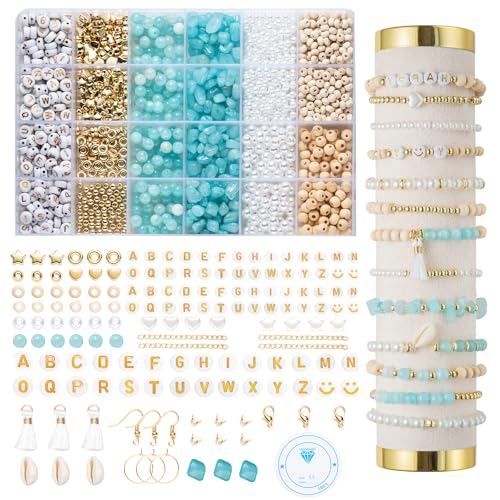 Leuyuee Natürliche Amazonit Perlen Edelstein Perlen Perlen Set Zum Auffädeln 1679 Stück Glasperlen Kit Perlenset Beads für DIY Schmuck Halskette Ohrringe Kette für Kinder Erwachsene (Blue) von Leuyuee