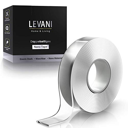 Levani® Nano Magic Tape - Doppelseitiges Klebeband aus waschbarem Nanomaterial - Extra Starkes Tape - Wiederverwendbares - Spiegelklebeband (3 Meter) von Rietlow