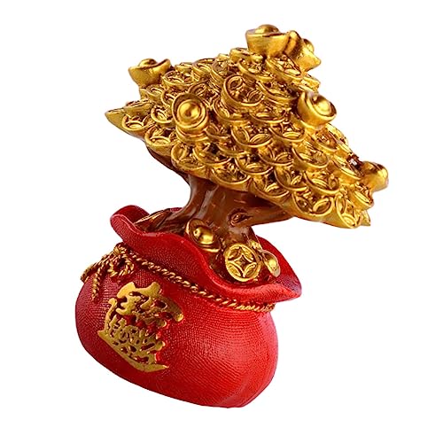 Levemolo 1Stk Glück Baumschmuck bürodeko büro Dekoration Cake Decoration caketopper 1 Dekoration Party Wohlstand Geldbaum Golddekor Auto Haushalts-TV-Schrank-Ornament Harz Golden von Levemolo