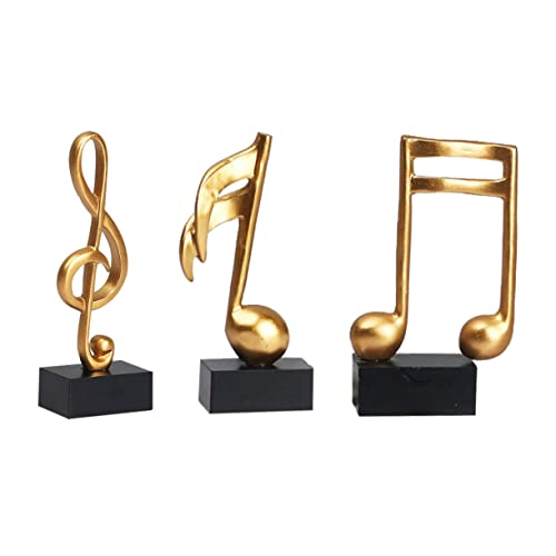 Levemolo 3st Dekorationsset Für Musiknoten Tapete Für Schlafzimmer Musikalische Symboldekoration Figur Beachten Musiknote Golddekor Das Büroschild Dekorative Notenfiguren Harz Golden von Levemolo