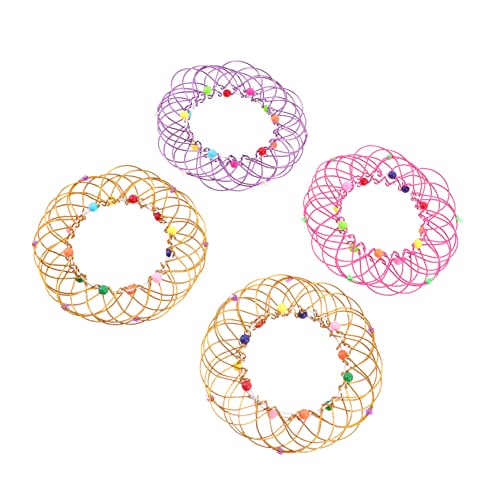 Levemolo 4 Stück Mandala Blumenkorb Varieté-Kugel-Spielzeug Spielen Blumenkorb Spielzeugdraht Strahl Gehirnspielzeug 3D-Ring Neuheit Mandala Spielzeug Fidget Slug Spielzeug Eisen Violett von Levemolo