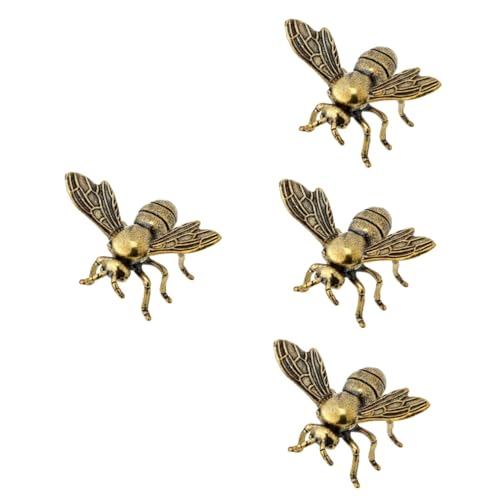 Levemolo 4 Stück Messing Bienen Gold Wanddekoration Retro Tier Ornamente Innen Desktop Anhänger Innen Tischplatte Bienen Bienen Schrankknöpfe Verzierungen Zum Basteln von Levemolo