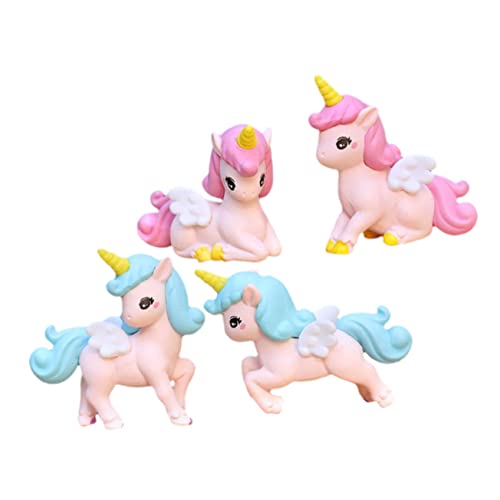 Levemolo 4 Stück -Modell-Ornament Minikuchen Landschaftsgestaltung Cartoon Einhorn-spielzeugschmuck Wassertischspielzeug Spielzeugfigur Für Den Tisch Regenbogen Figur PVC von Levemolo