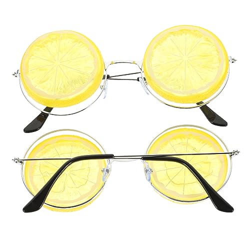 Levemolo 4 Stück Zitronengläser Lustige Brille Klare Sonnenbrille Zitronenfruchtgläser Zitronen-cupcake-topper Zitrone Sonnenbrille Zitronen-partygläser Zitronenkostüm Kinder Strand Yellow von Levemolo