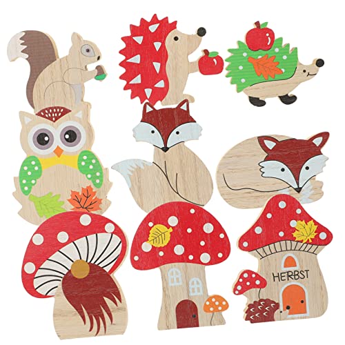 Levemolo 9St tierische Holzschnitzereien Heimzubehör Mikrospielzeug Spielzeug für Kinder Desktop-Spielzeug bürodeko Office Decoration longieren Tierskulptur aus Holz Cartoon-Holzdekoration von Levemolo