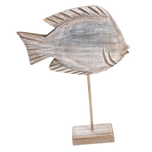 Levemolo Fischförmiges Fischdekor Im Mediterranen Stil Seefisch-tischskulptur Nautischer Tischaufsatz Desktop-Fisch-Ornament Nautische Tischdekoration Fischschmuck Strandschmuck Holz von Levemolo