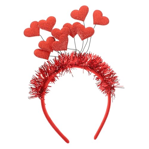 Levemolo Haarschmuck für Party Valentinstag Haarschmuck faschings haarreif haarreifen mit herzen Hochzeitsdekoration Haarband stutzenhalter Herz Haarreifen Mode-Herz-Stirnband Filzstoff rot von Levemolo