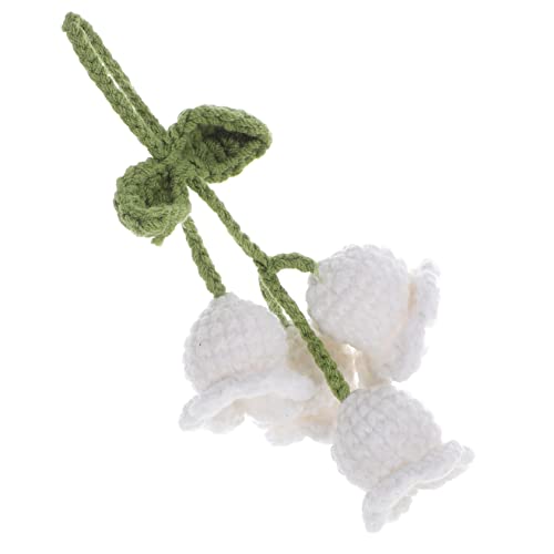 Levemolo Maiglöckchen-Anhänger gewebte Anhänger Zubehör zum Aufhängen des Rückspiegels gestrickter Anhänger Auto-Dekor car Decoration autodeko schöne Strickblume kleine Häkelblume Garn Weiß von Levemolo