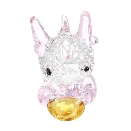 Levemolo Mini-Drachen-Ornamente Skulptur Dekoration in Drachenform Glückverheißende Drachenfigur Dekoratives Drachendekor Drachenstatue Verzierung in Drachenform Rosa Glas von Levemolo