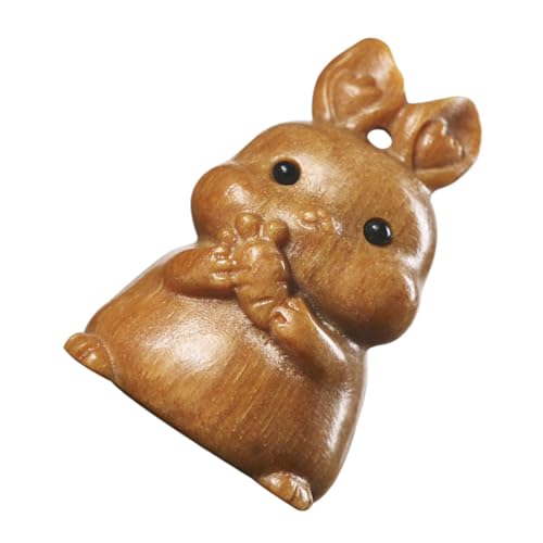 Levemolo Niedliche Hasenfigur Aus Holz Osterhase Schreibtischdekoration Kleine Tier Sammelstatue Holzschnitzerei Hasenskulptur Für Die Tischdekoration Zu Ostern von Levemolo